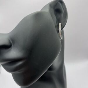 0.25 CT Natural Diamond Sterling Silver Hoop Earrings